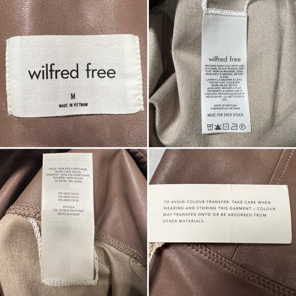 NEW Aritzia Wilfred Free Daria Pant SIZE M Taupe HR Vegan Leather Leggings NWT - Picture 5 of 10